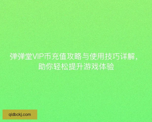 弹弹堂VIP币充值攻略与使用技巧详解，助你轻松提升游戏体验